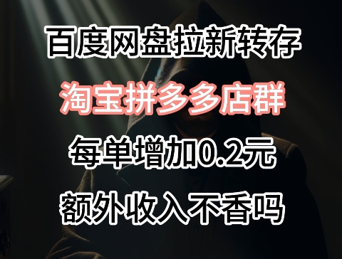 针对拼多多淘宝虚拟店的百度网盘拉新,每订单多0.2元额外收入-冒泡网