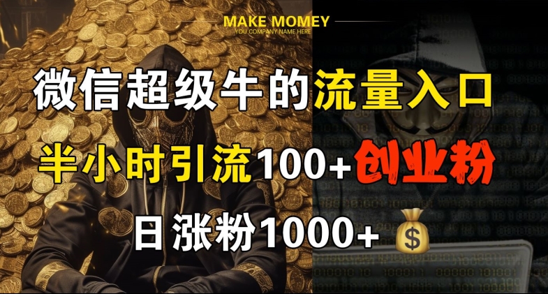 微信超级牛的流量入口，半小时引流100+创业粉，日涨粉1000+-冒泡网
