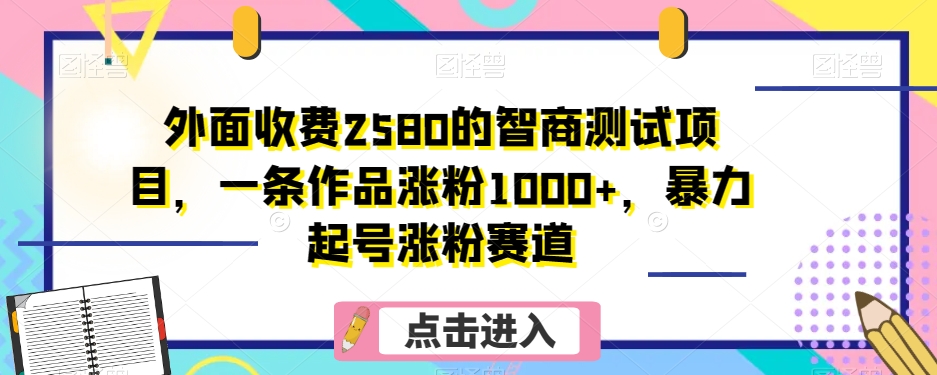 外面收费2580的智商测试项目，一条作品涨粉1000+，暴力起号涨粉赛道【揭秘】-冒泡网
