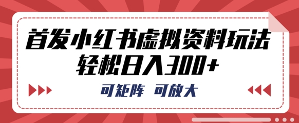 首发小红书虚拟资料玩法，可矩阵，可放大，轻松日入3张-冒泡网