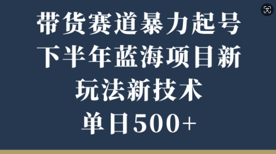 带货赛道暴力起号,下半年蓝海项目,新玩法新技术,单日500+-冒泡网