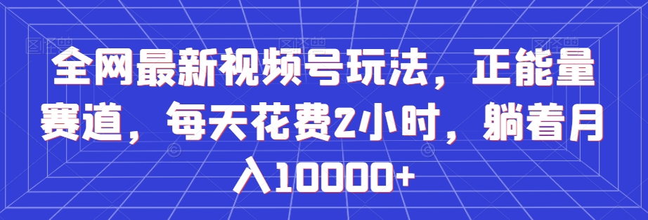 全网最新视频号玩法,正能量赛道,每天花费2小时,躺着月入10000+【揭秘】-冒泡网