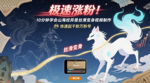 极速涨粉!10分钟学会山海经异兽丝滑变身视频制作,快速起千粉万粉号-冒泡网