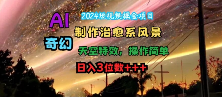 短视频掘金项目,AI制作治愈系风景,奇幻天空特效,操作简单,日入3位数【揭秘】-冒泡网
