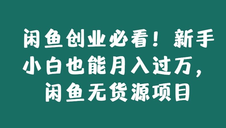 闲鱼创业必看!新手小白也能月入过万,闲鱼无货源项目-冒泡网