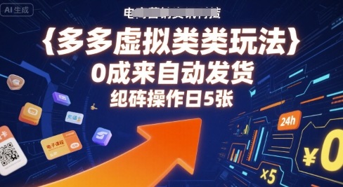 多多虚拟类目玩法，0成本全自动发货，矩阵操作日5张-冒泡网