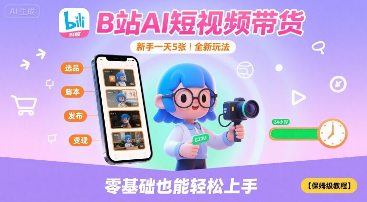 B站AI短视频带货,新手一天5张,全新玩法【保姆级教程】-冒泡网