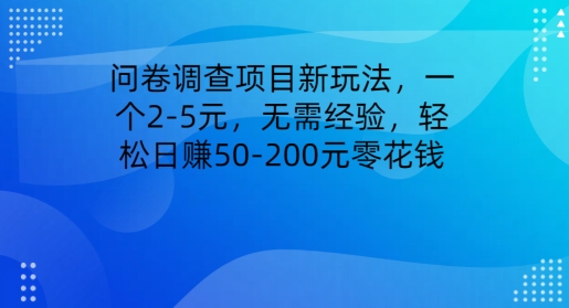 问卷调查项目新玩法,一个2-5元,无需经验,轻松日赚50-200元零花钱-冒泡网