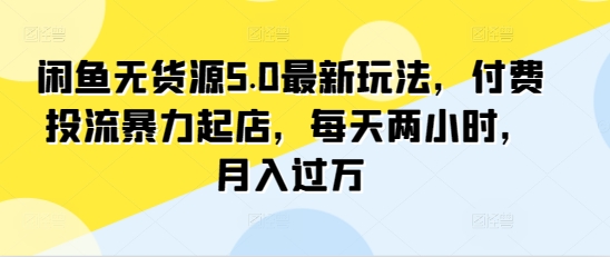 闲鱼无货源5.0最新玩法，付费投流暴力起店，每天两小时，月入过万!-冒泡网