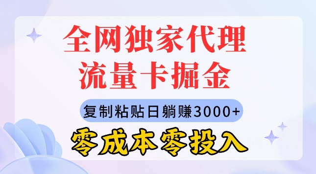 全网独家代理流量卡掘金，复制粘贴，零成本零投入，新手小白有手就行-冒泡网
