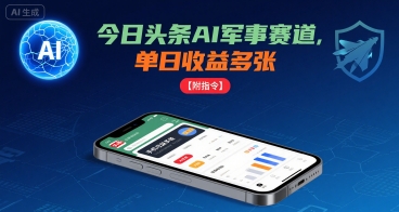 今日头条AI军事赛道,单日收益多张 ,手机可做【附指令】-冒泡网