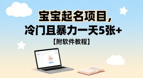 宝宝起名项目,冷门且暴力一天5张+【附软件教程】-冒泡网