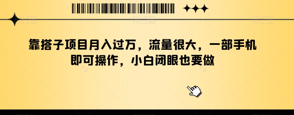 靠搭子项目月入过万,流量很大,一部手机即可操作,小白闭眼也要做-冒泡网