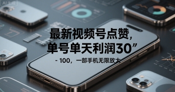最新视频号点赞，单号单天利润30-1张， 一部手机无限放大-冒泡网