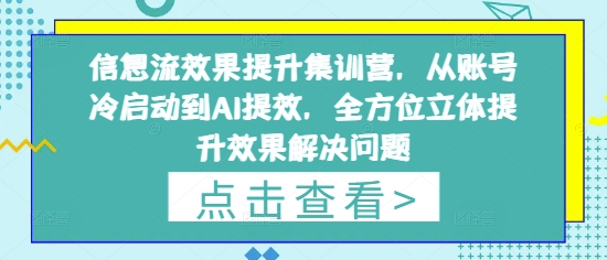 信息流效果提升集训营,从账号冷启动到AI提效,全方位立体提升效果解决问题-冒泡网