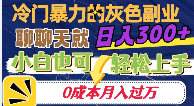 冷门暴利的副业项目，聊聊天就能日入300+，0成本月入过万【揭秘】-冒泡网