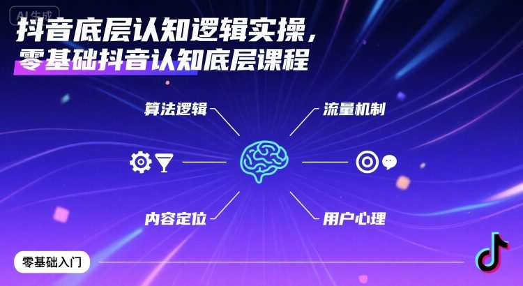 抖音底层认知逻辑实操，零基础抖音认知底层课程-冒泡网