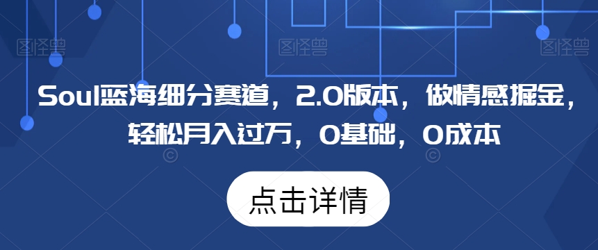 Soul蓝海细分赛道,2.0版本,做情感掘金,轻松月入过万,0基础,0成本-冒泡网