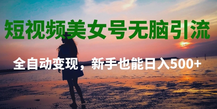 短视频美女号无脑引流,全自动变现,新手也能日入500+-冒泡网