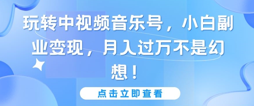 玩转中视频音乐号，小白副业变现，月入过万不是幻想【揭秘】-冒泡网