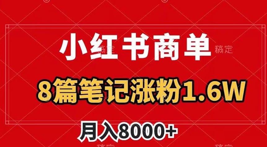 小红书商单最新玩法，8篇笔记涨粉1.6w，作品制作简单，月入8000+【揭秘】-冒泡网