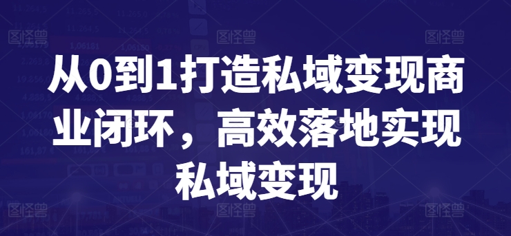 从0到1打造私域变现商业闭环,高效落地实现私域变现-冒泡网