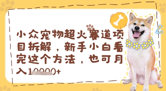 小众宠物超火赛道项目拆解，新手小白看完这个方法，也可月入过w-冒泡网