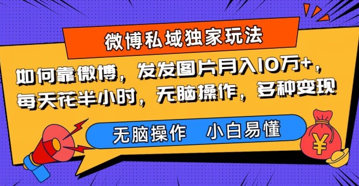 如何靠微博，发发图片月入10万+，‌每天花半小时，无脑操作，多种变现-冒泡网