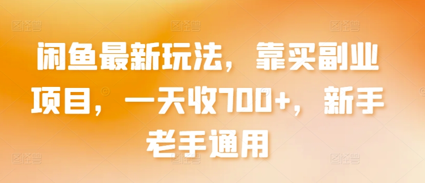 闲鱼最新玩法，靠买副业项目，一天收700+，新手老手通用【揭秘】-冒泡网