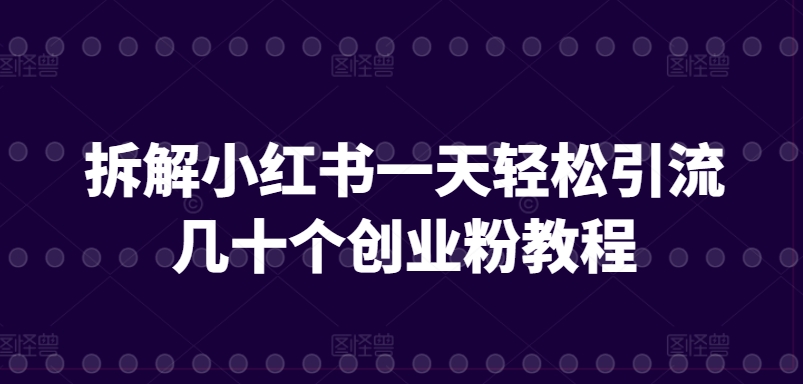拆解小红书一天轻松引流几十个创业粉教程-冒泡网