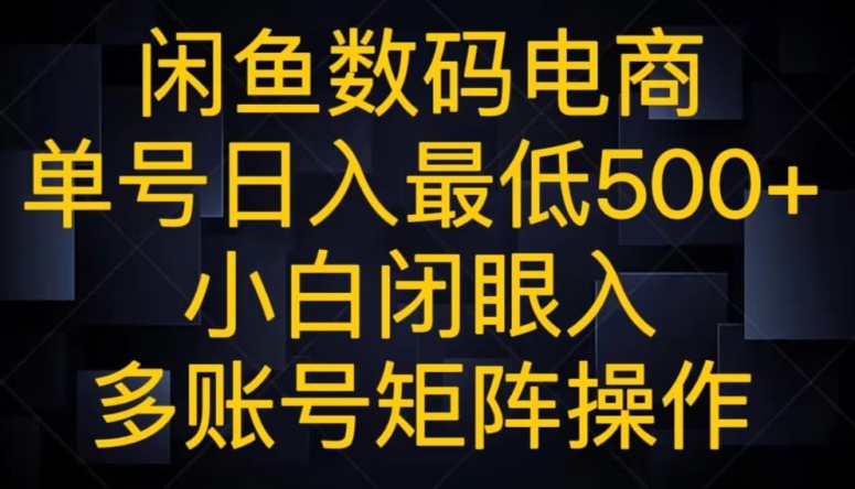 闲鱼数码电商,单号日入最低500+,小白闭眼入,多账号矩阵操作-冒泡网