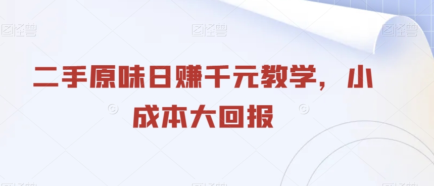二手原味日赚千元教学,小成本大回报-冒泡网