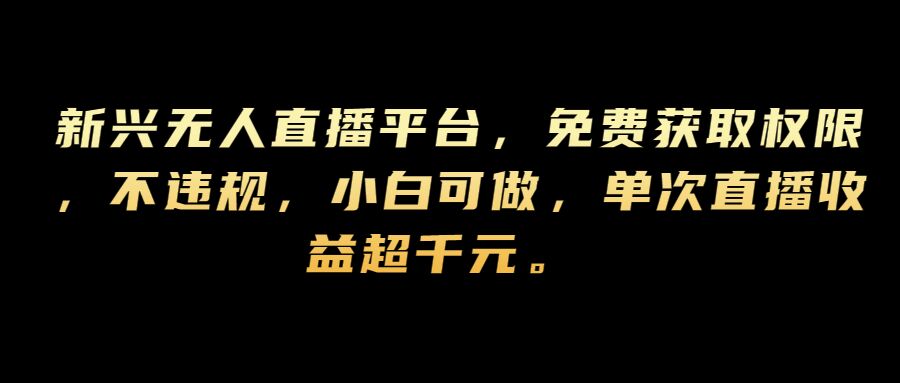 新兴无人直播平台，免费获取权限，不违规，小白可做，单次直播收益超千元-冒泡网