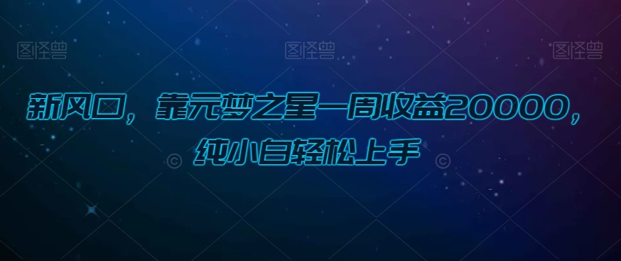 新风口,靠元梦之星一周收益20000,纯小白轻松上手-冒泡网