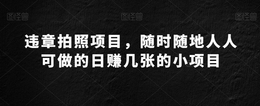 违章拍照项目,随时随地人人可做的日赚几张的小项目-冒泡网