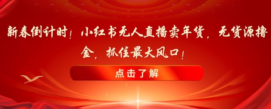 新春倒计时!小红书无人直播卖年货,无货源撸金,抓住最大风口【揭秘】-冒泡网