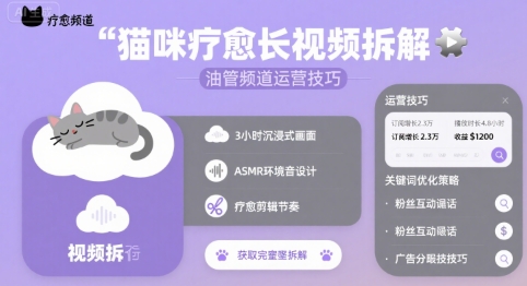猫咪疗愈长视频拆解 &油管频道运营技巧-冒泡网