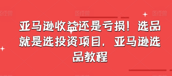 亚马逊收益还是亏损！选品就是选投入项目，亚马逊选品教程-冒泡网