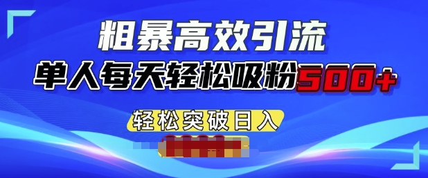 粗暴高效引流，单人每天轻松吸粉500+，轻松突破日入多张-冒泡网