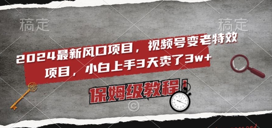 最新风口项目,视频号变老特效项目,电脑小白上手3天卖了3w+,保姆级教程【揭秘】-冒泡网
