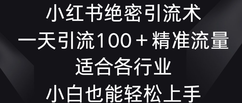 小红书绝密引流术，一天引流100+精准流量，适合各个行业，小白也能轻松上手【揭秘】-冒泡网