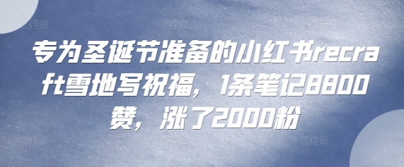 专为圣诞节准备的小红书recraft雪地写祝福，1条笔记8800赞，涨了2000粉-冒泡网