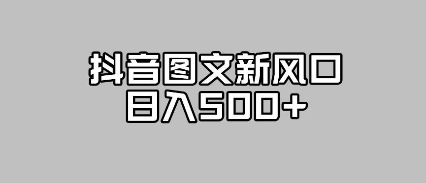 抖音图文最新风口,流量扶持非常高,日入500+【揭秘】-冒泡网