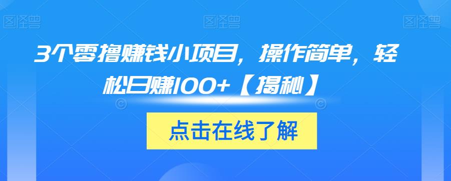 3个零撸赚钱小项目，操作简单，轻松日赚100+【揭秘】-冒泡网