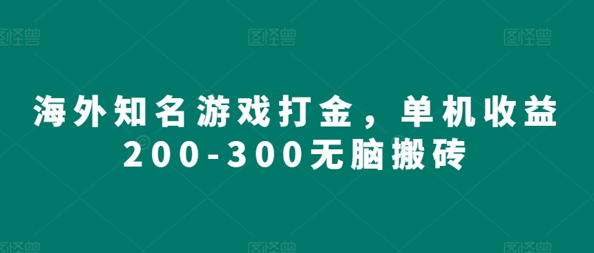 海外知名游戏打金，单机收益200-300无脑搬砖-冒泡网