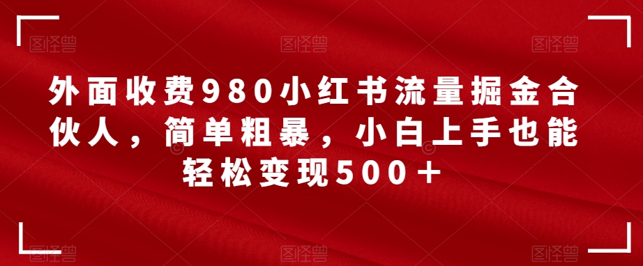 外面收费980小红书流量掘金合伙人，简单粗暴，小白上手也能轻松变现500＋【揭秘】-冒泡网