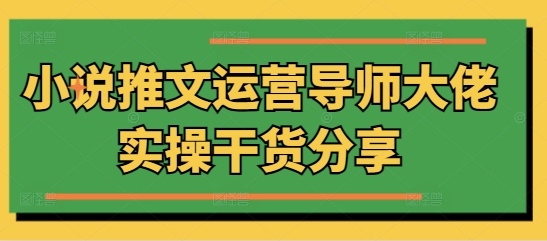 小说推文运营导师大佬实操干货分享-冒泡网