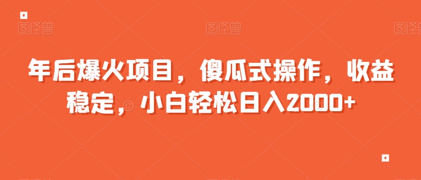 年后爆火项目,傻瓜式操作,收益稳定,小白轻松日入2000+-冒泡网