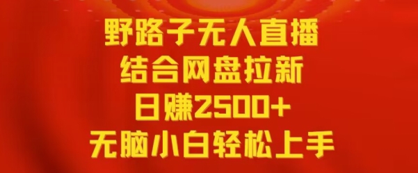 野路子无人直播结合网盘拉新，日赚2500+，小白无脑轻松上手【揭秘】-冒泡网