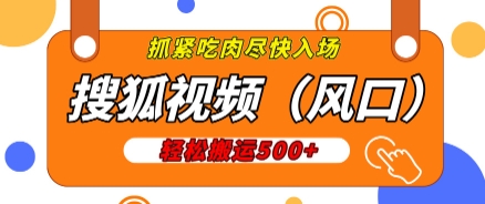 搜狐视频，新风口，1天200-500收益，抓紧吃肉!-冒泡网